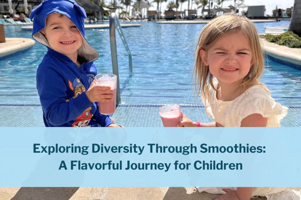 Children enjoying smoothies on vacation