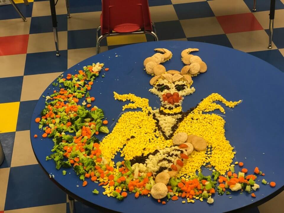 Maleficent character made out of vegetables