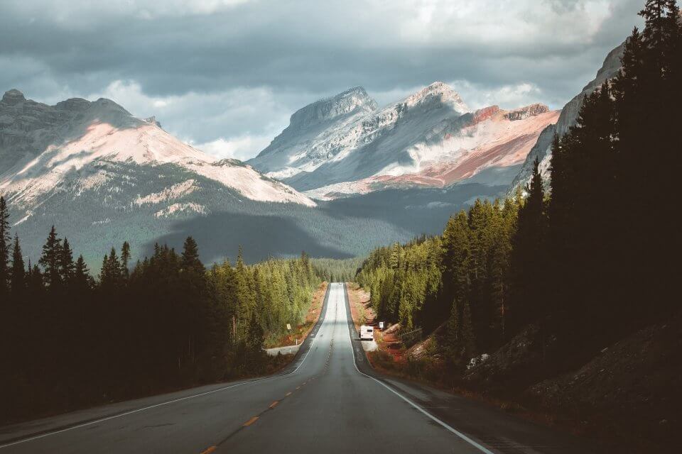 Alberta mountains and a road