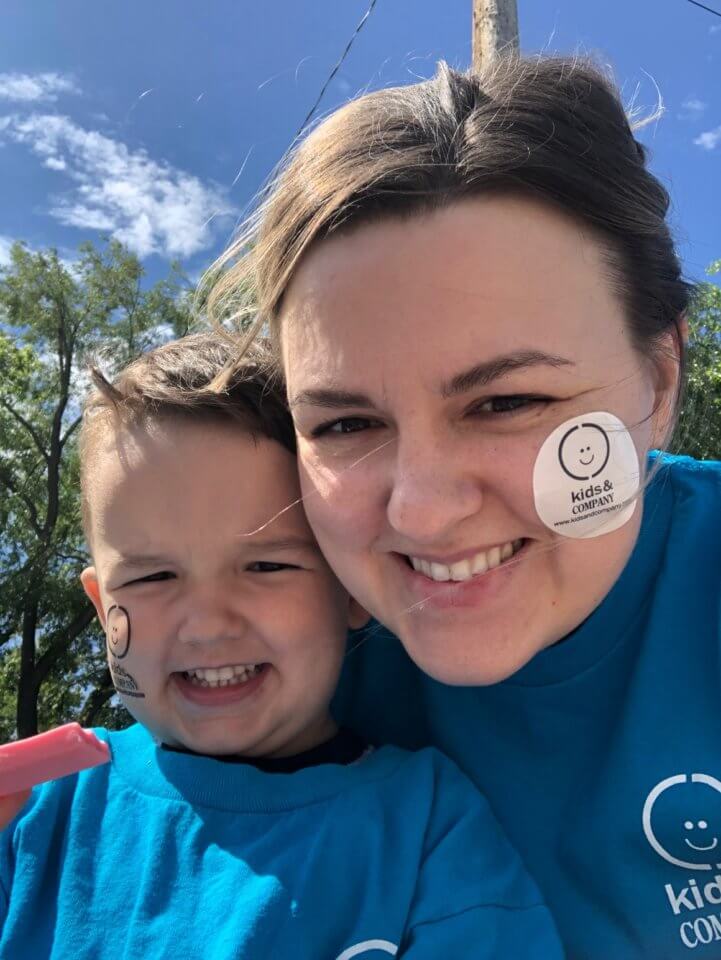 Brittany and her son in Kids & Company clothing