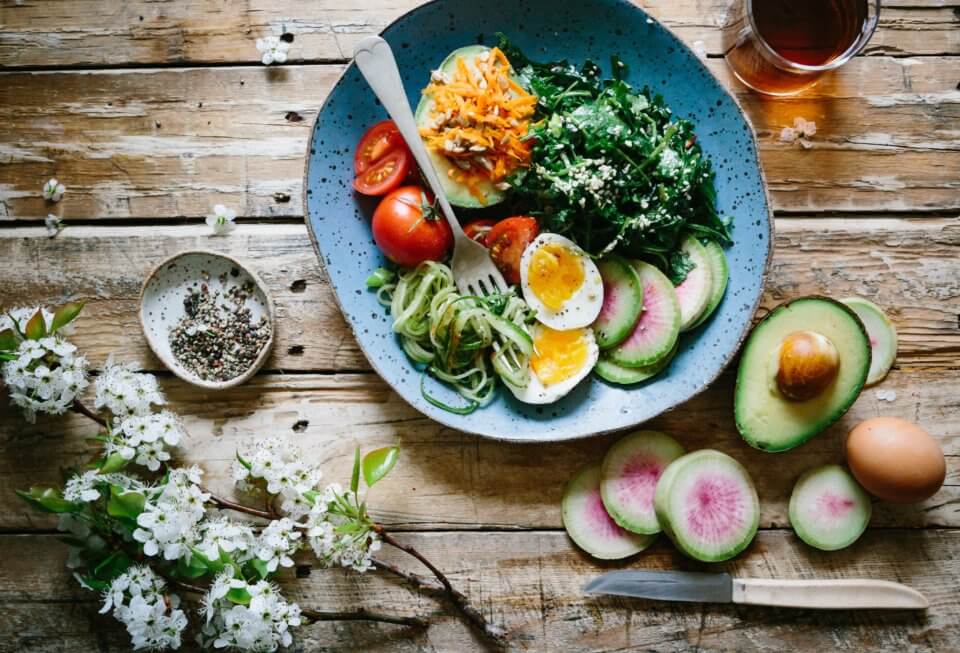 Vegetarian meal on a wooden table