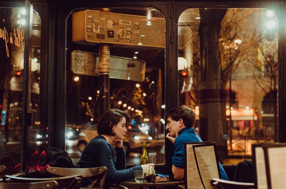 Couple on a date at a restaurant