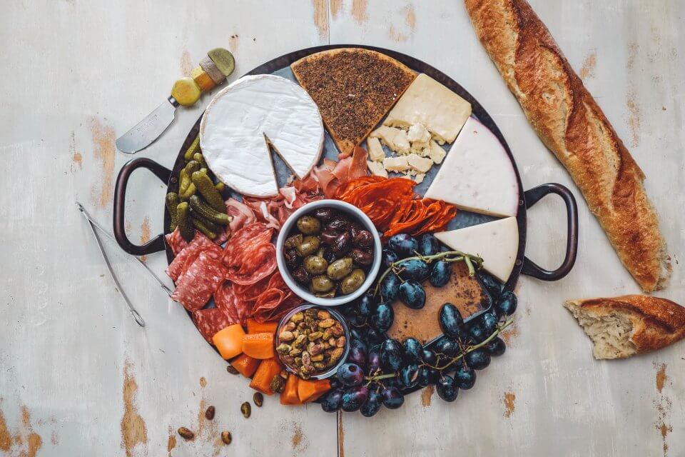 Cheese board with bread