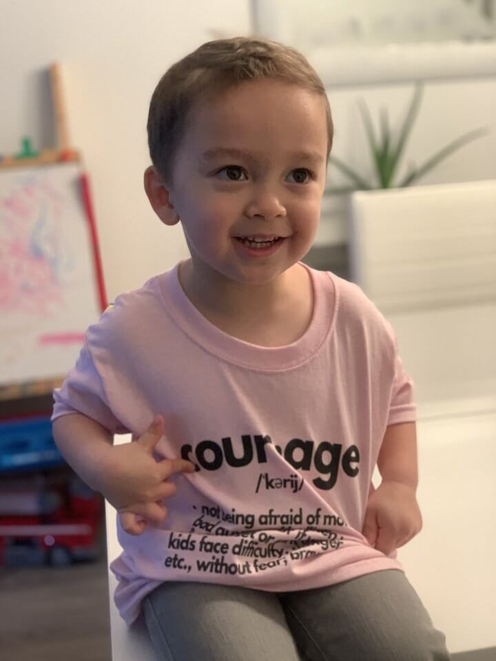 Jaxsen wearing a shirt for anti-bullying day!