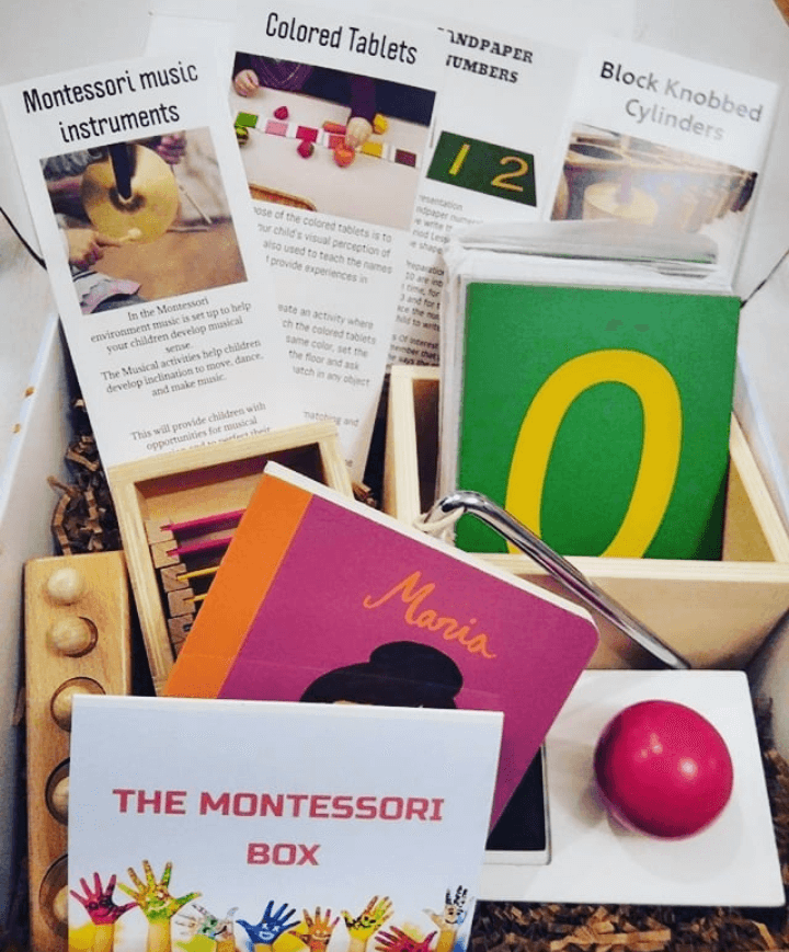 Montessori box with goodies inside