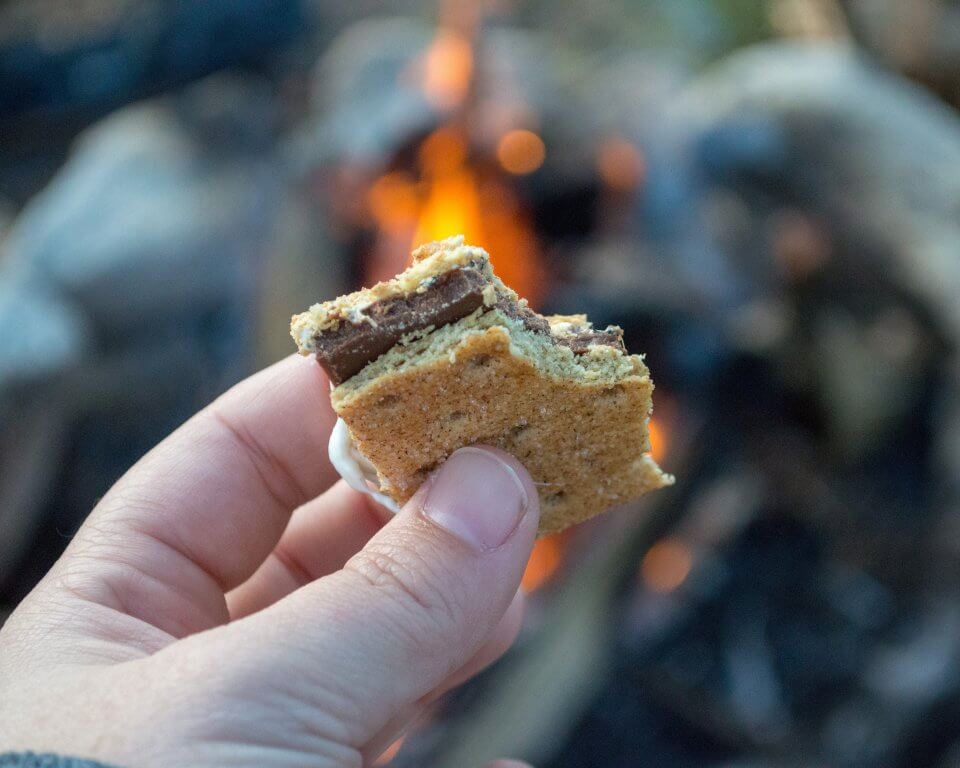 S'mores by a fire