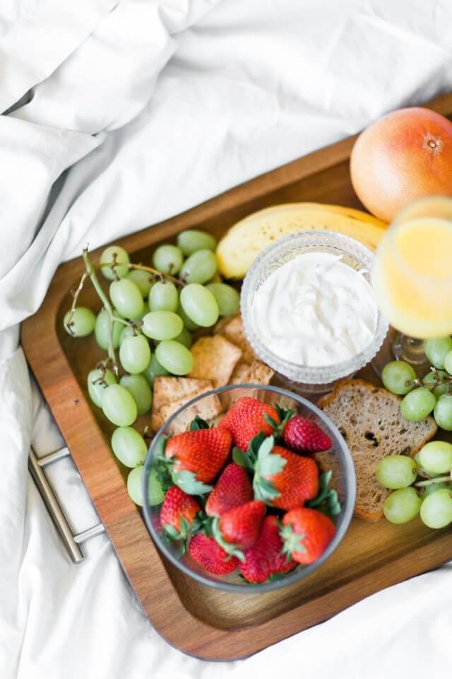 Fruit platter with strawberries and grapes