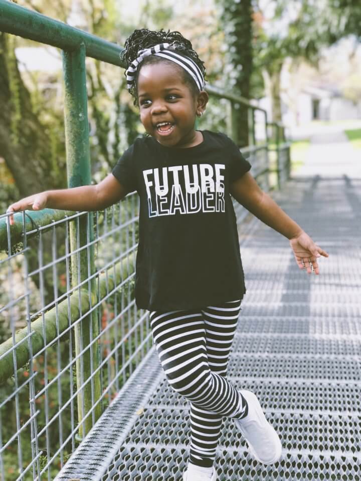 Toddler wearing a Future Leader shirt